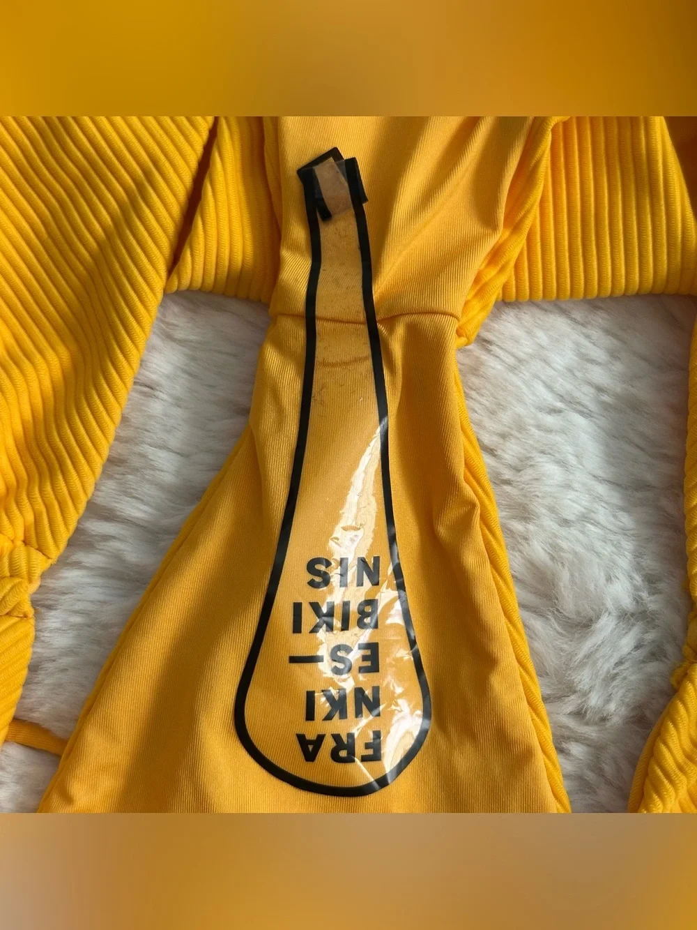 Frankie’s Bikinis Ruby Yellow Ribbed Bikini Bottoms in Squeeze/Mustard Yellow